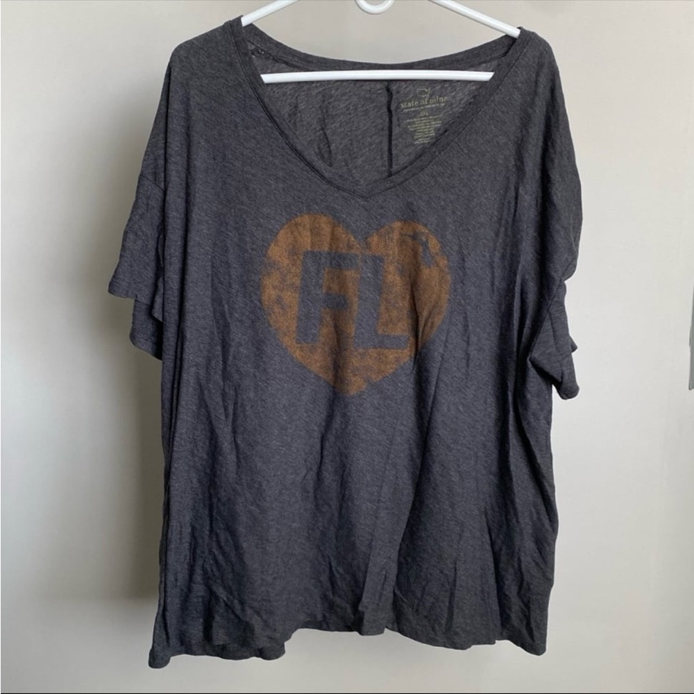 🔥5/$25 FL State of Mine Short-Sleeve distressed gray t-shirt Women’s 2XL 2X XXL.